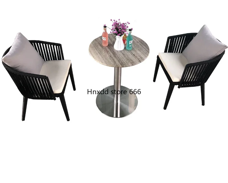 

Nordic outdoor tables and chairs balcony courtyard casual coffee table rattan chair three-piece set