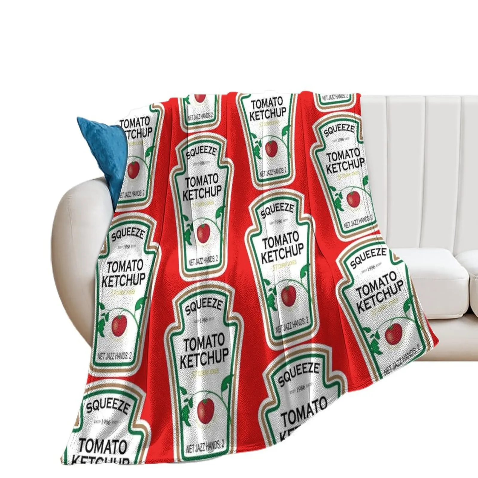 Funny Ketchup Label Throw Blanket For Sofa Thin Soft Plush Plaid Blankets