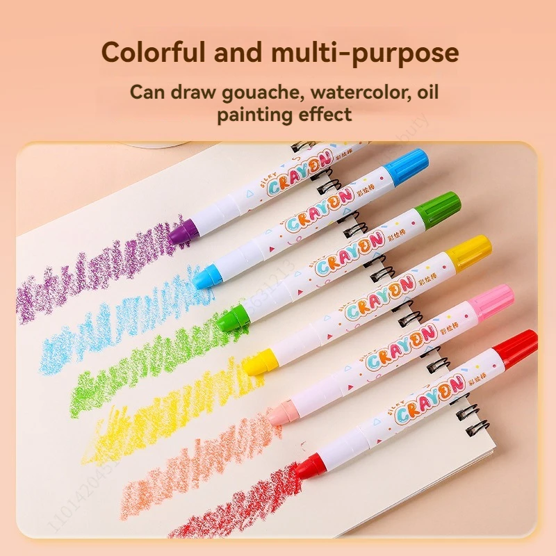 Crayones de gel pastel multicolores lavables de 12/48 colores, crayones de gel sedosos y giratorios, artículos de arte, fácil agarre, para colorear, material escolar.