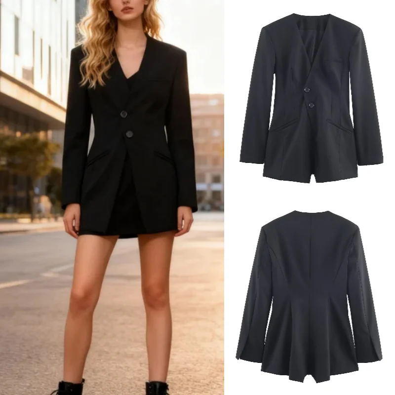 اتجاه أزياء خريف 2025: بذلة مزدوجة الصدر قصيرة الطول مثيرة وشعبية على الطراز الغربي #1