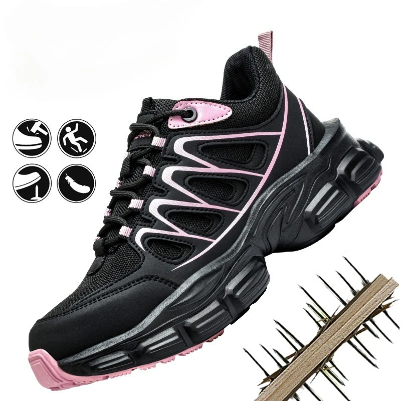 Size 35-42 Women Work Safety Shoes With Steel Toe Female Sneakers Smash-proof Puncture-proof Waterproof Safety Working Boots