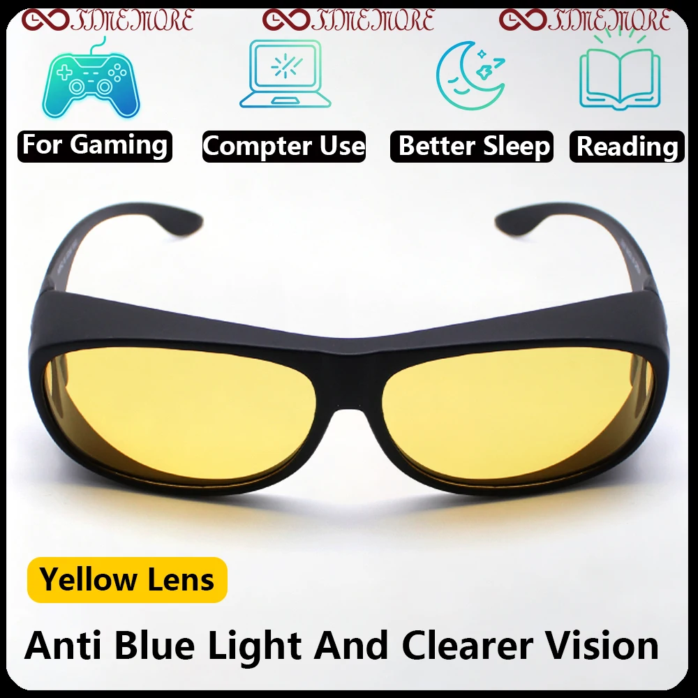 Blue Light Blocking Glasses Yellow Lens Night Sleep Computer Over Glasses Anti Eyestrain For Phone Screen Use