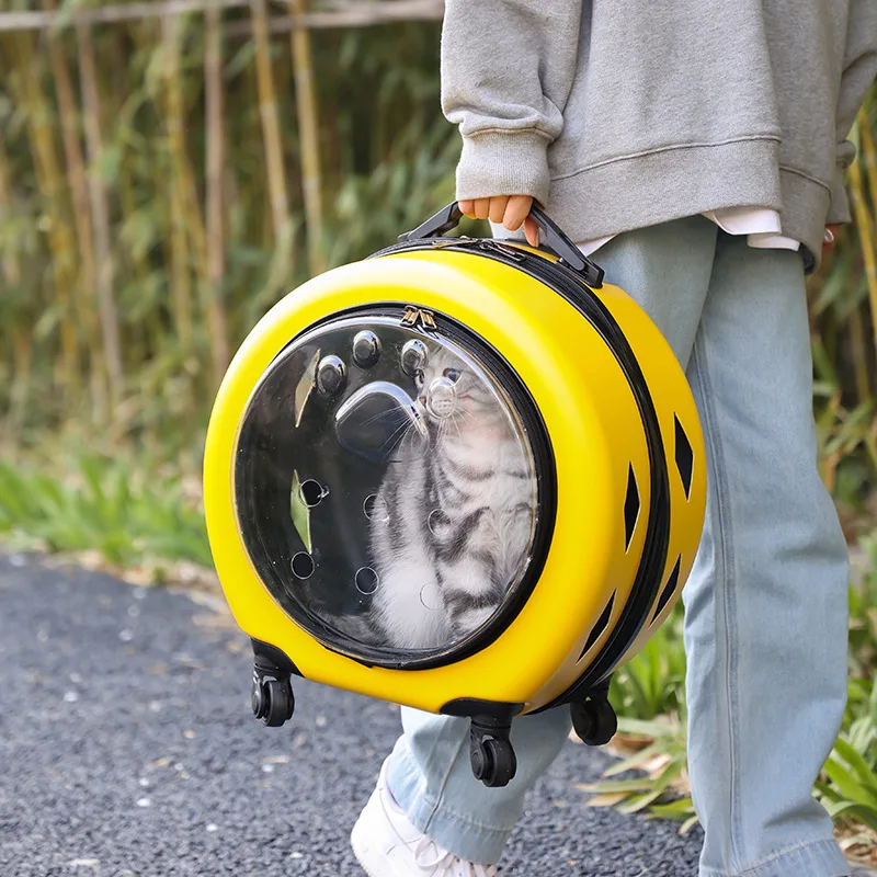 Portable Cat Bag Pet Trolley Bag Pet Flight Case with Trolley Wheel Cat Bag Dogs Cat Carriers Bag for Outdoor Travel Camping