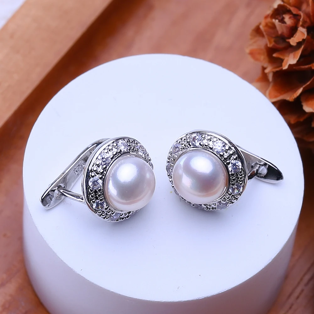 FENASY Natural Freshwater Pearl Earrings For Women Fashion Jewelry Korean Style Classic 925 Sterling Silver Stud Earrings