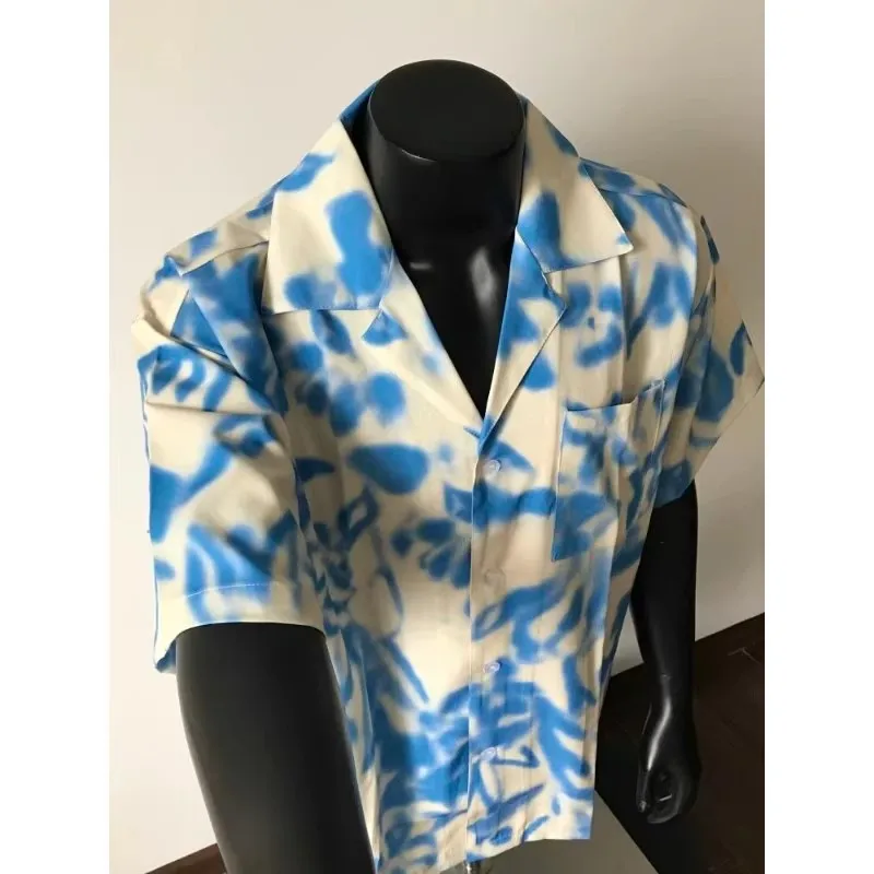 

Летняя мужская рубашка большого размера с кубинским воротником, свободного кроя, с коротким рукавом, с имитацией цветочного принта, винтажный дизайн, повседневная, из полиэфирного волокна