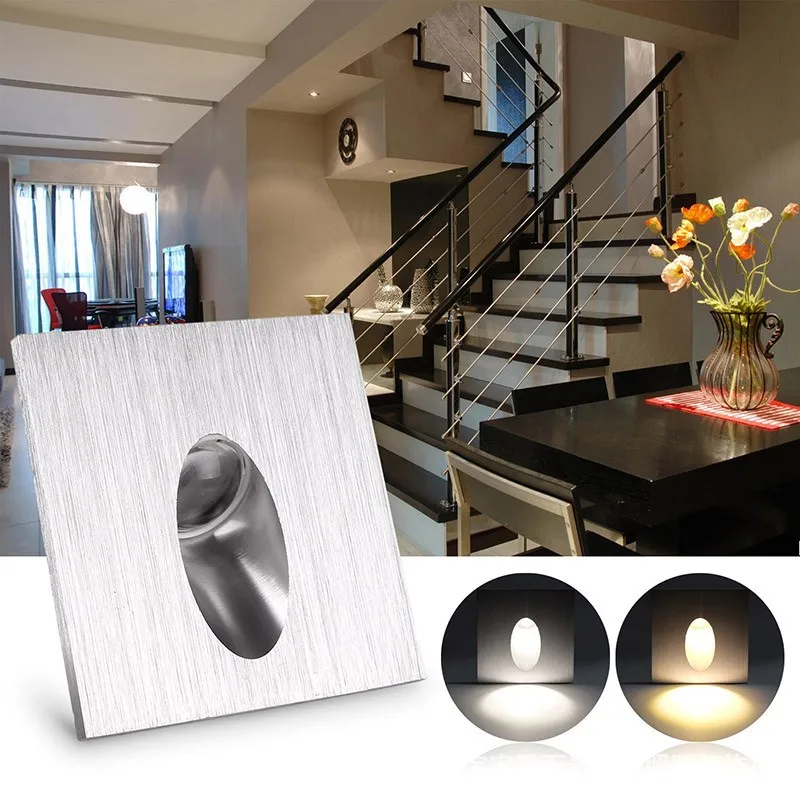 Dimmable/Not 3W LED Lamp Fixture Recessed Corner Light Junction Box Stairway Living Room Corridor Restaurant