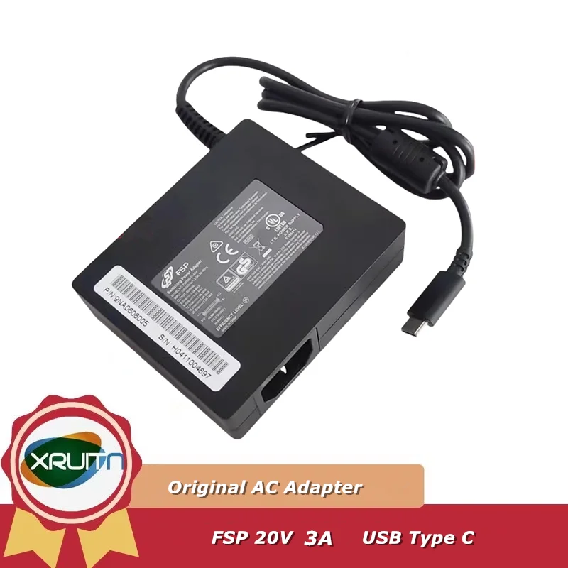 

Original FSP060-D1AR4 FSP Swtching Power Supply 20V 3A USB-C Type C AC Adapter 60W Laptop Charger
