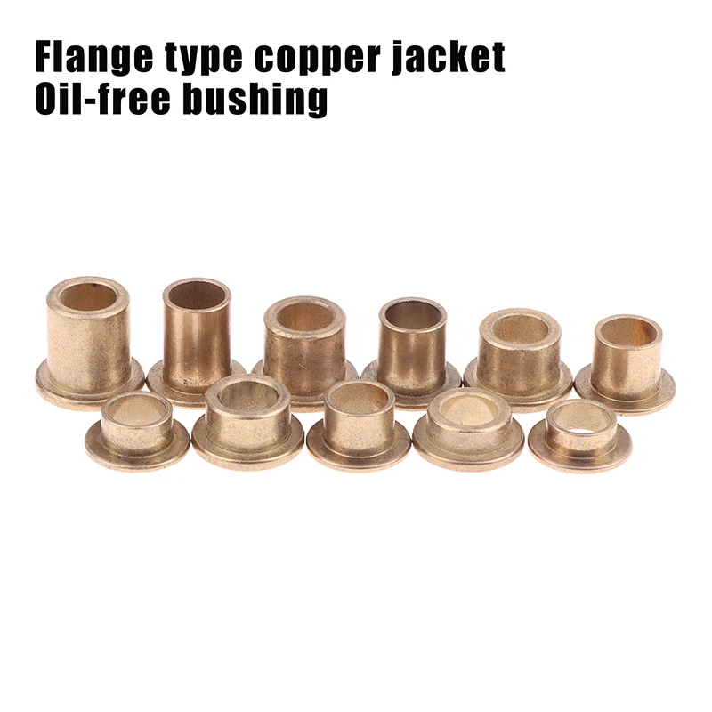 5Pcs Inner Diameter 8MM Powder Metallurgy Oil Bearing With Edge Step Shoulder Flange Bushing Copper Sleeve