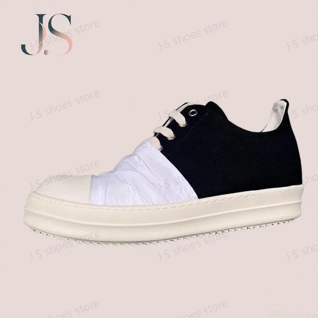 

Ro Retro Classic Black Canvas Low Top Shoes Sneaker Men Shoe White Pleated Cloth Lace Up Women Casual Sneakers