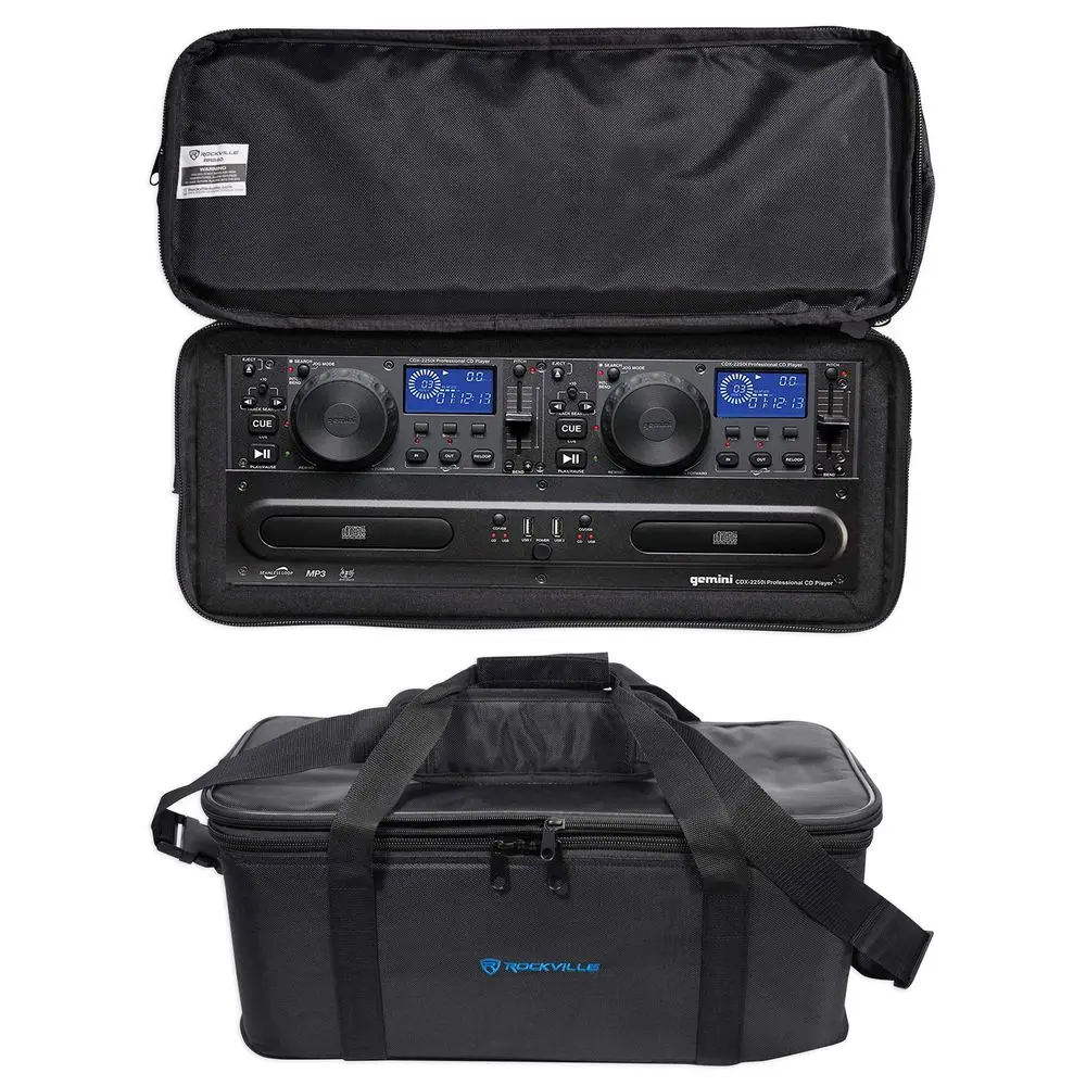 CDX2250i Pro DJ Dual Two Deck Rack Mount CD MP3 Media Player w USB Bundle with Rockville RRB40 4U Rack Bag DoubleSided Case wit