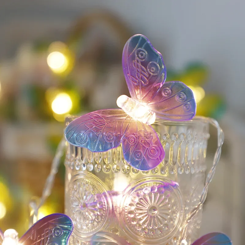 1,5 m/10 LED Schmetterlingslicht, batteriebetriebene Lichterkette für Heimdekoration, Geburtstag, Hochzeit, Babyparty, Party-Dekoration