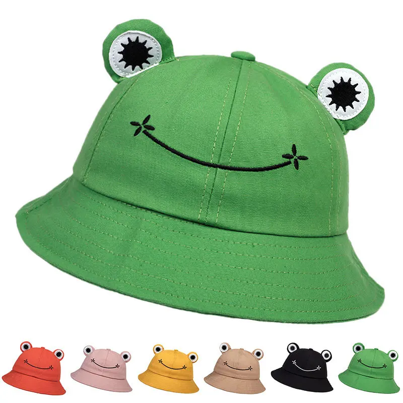 New Frog Bucket Hats Women Bucket Hat Women Summer Outdoor Sun Fishing Cap Cotton Wild Panama Hats Sunscreen Bob Caps