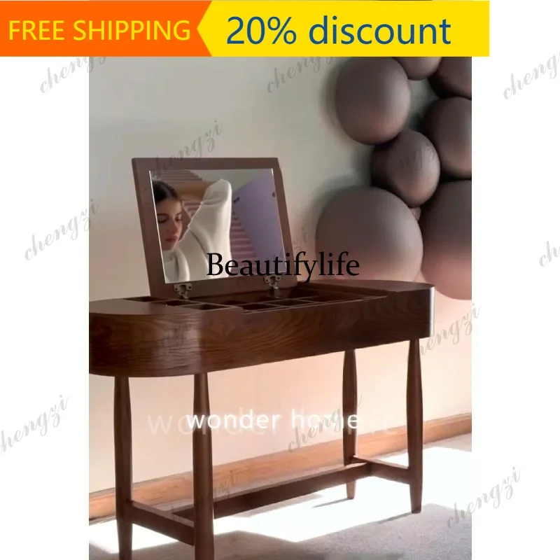 Y132 Italian special-shaped clamshell makeup table designer retro dresser oval senior feeling