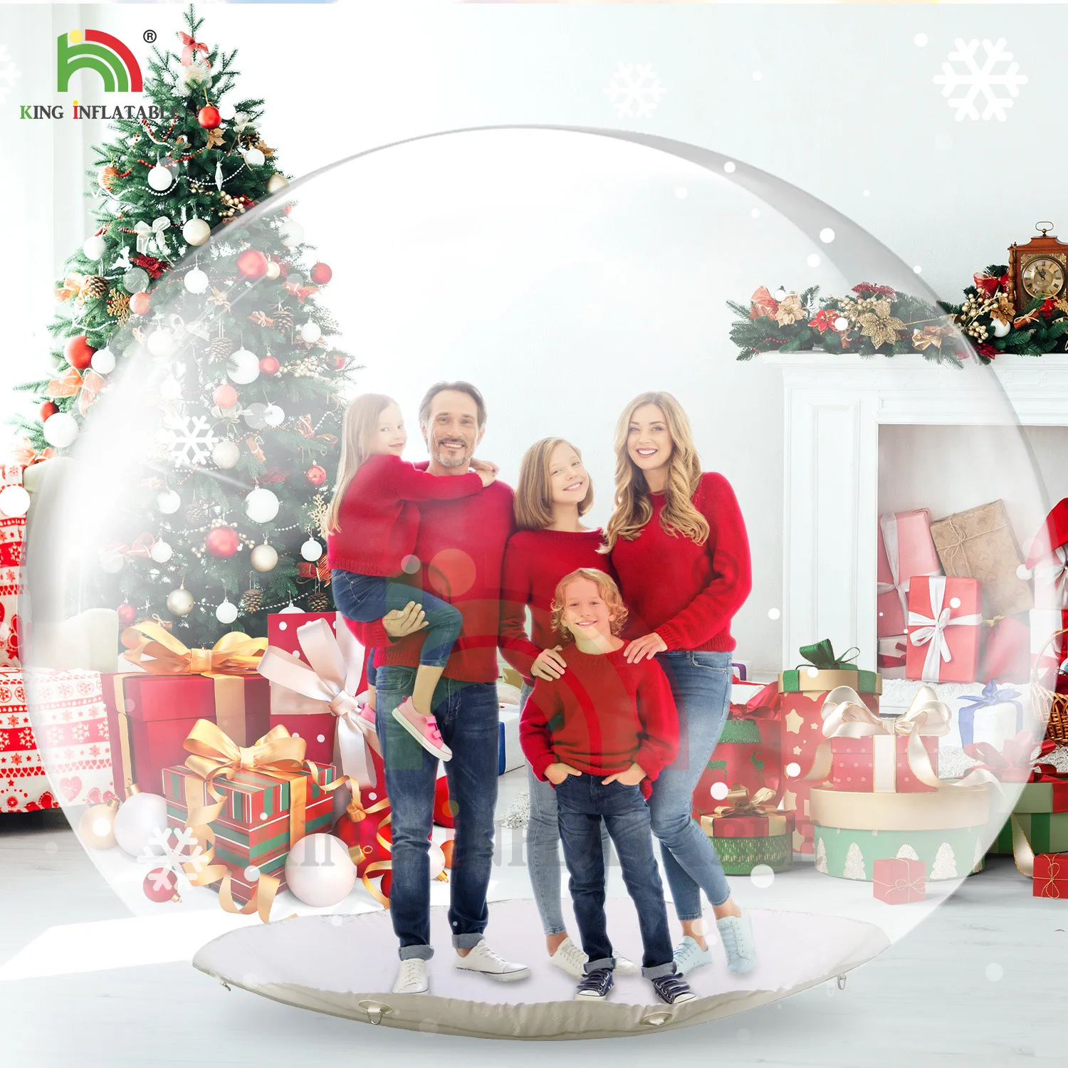 

10ft/3m Outdoor Huge Inflatable Transparent Bubble Tent Giant PVC Snow Globe Christmas Snowball Decoration For Backyard Camping