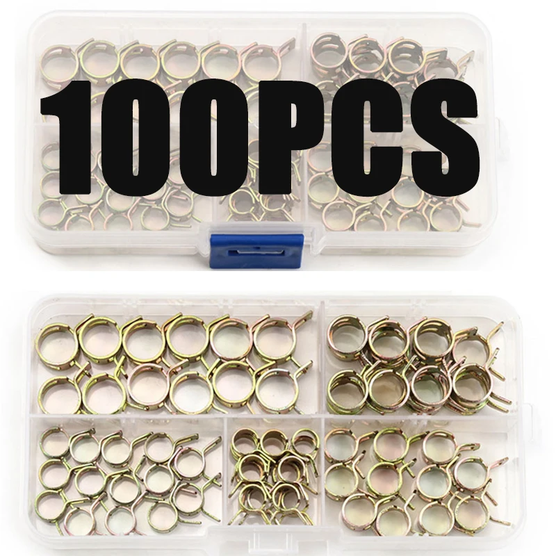 75/100 pces braçadeiras de mangueira de mola inoxidável 6-22mm zinco chapeado clipe de linha de combustível mangueira tubo de água tubo de ar grampos de fixação braçadeira de tubulação