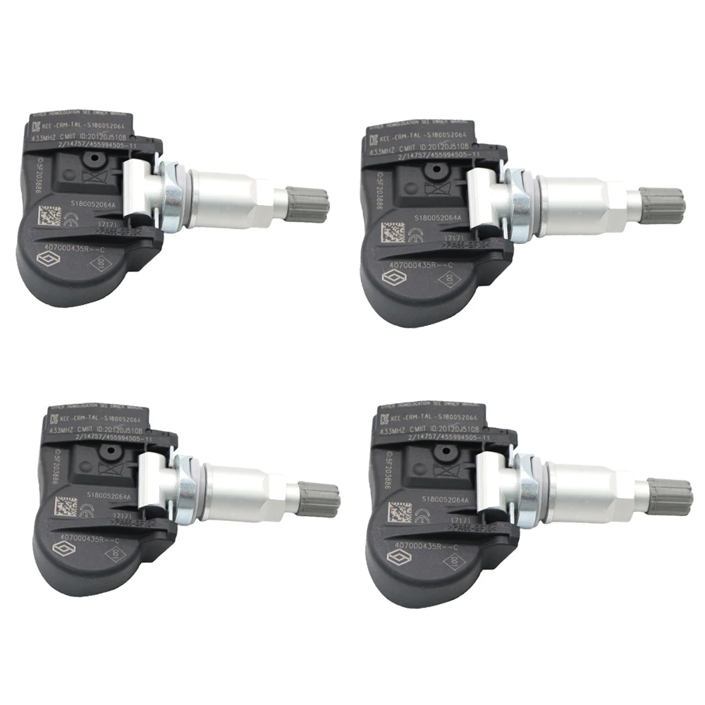 Sensore di pressione pneumatici TPMS da 4 pezzi per Renault Fluence Gran Laguna Megane 40700-0435R, S 180052064 Z, S 180052004 , 407003743 R. R.