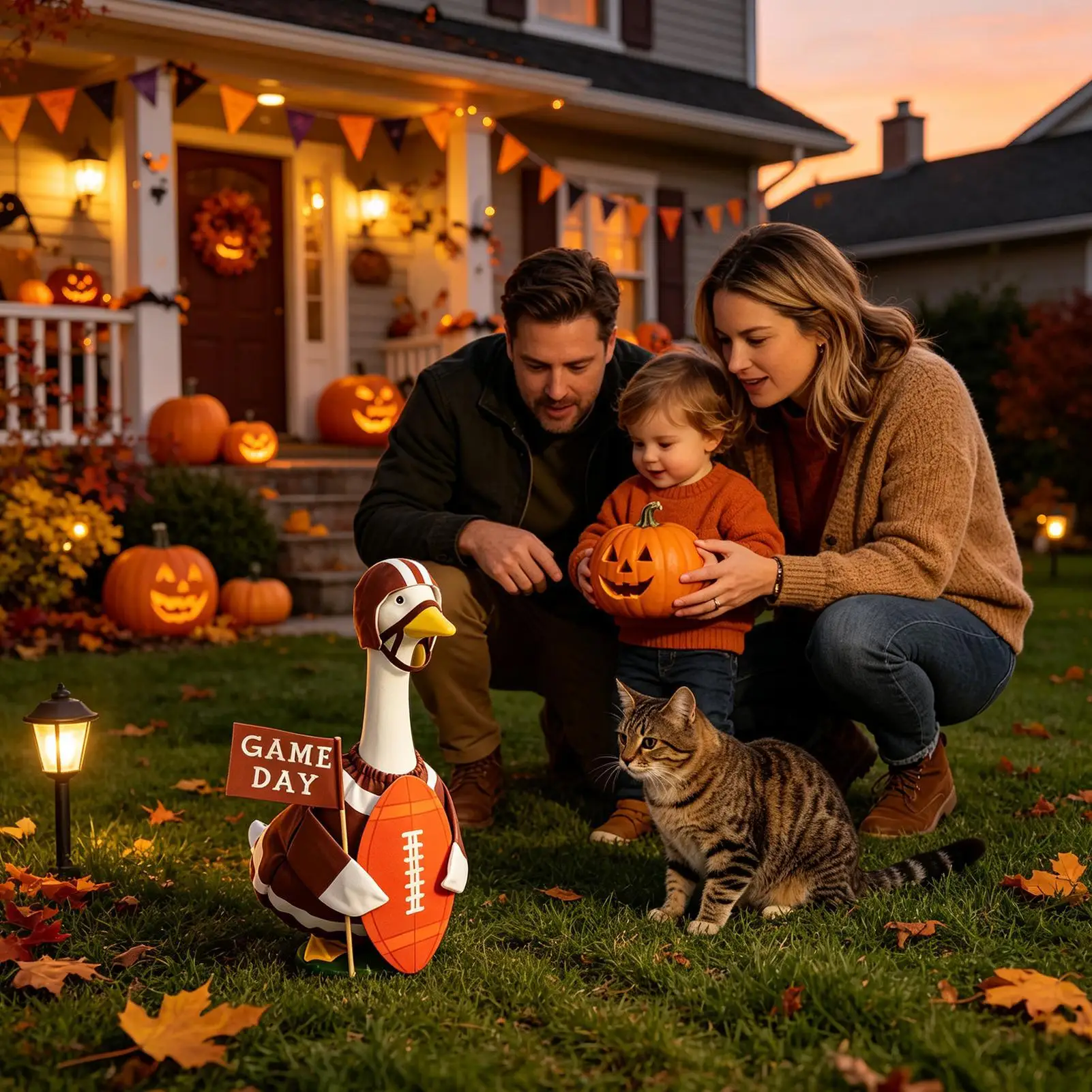 Porch Goose Football Outfits Patio Statue Cosplay Clothes Outdoor Porch Goose Clothing for Collectors Parties Gatherings Park