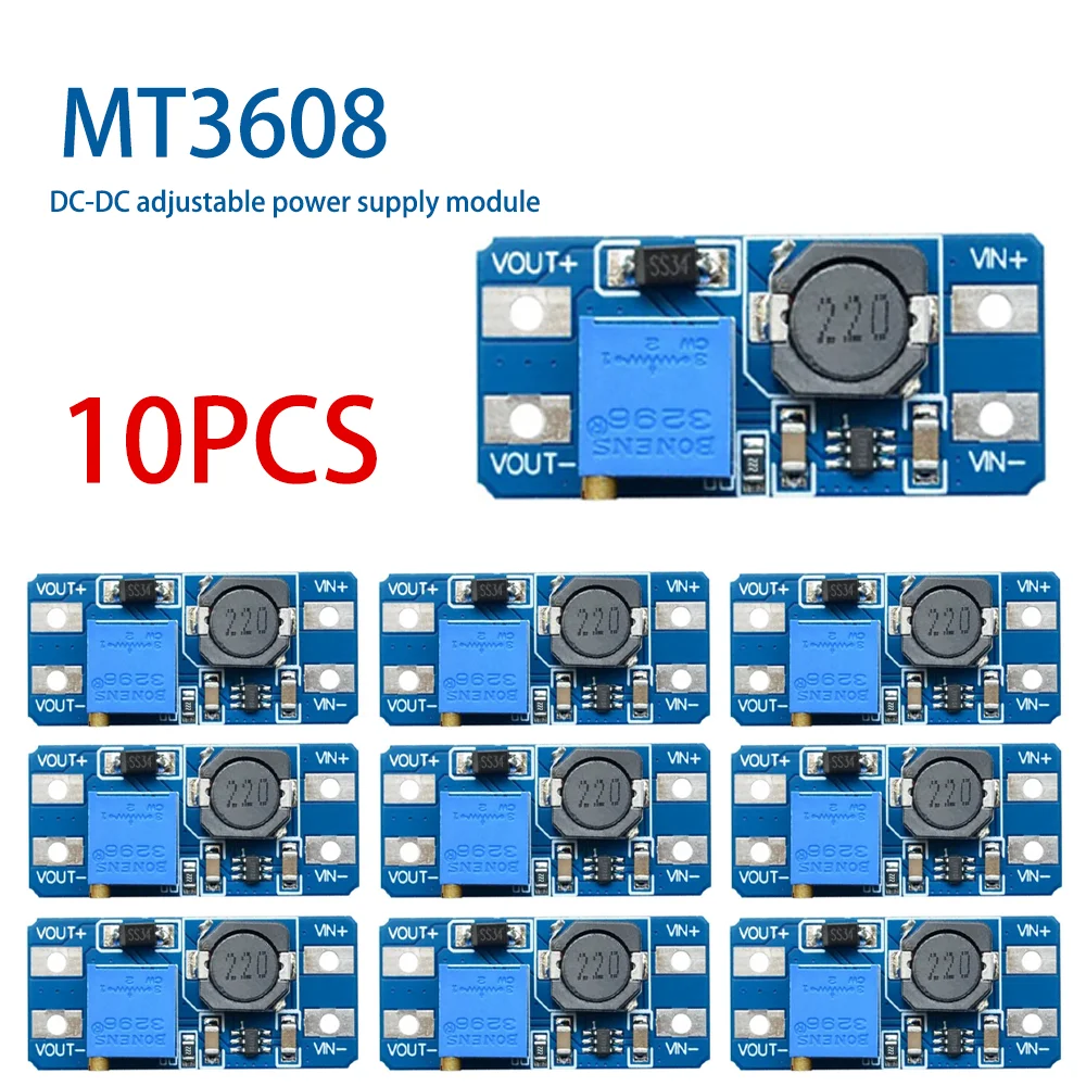 

1-10PCS MT3608 Boost Module DC-DC Step Up Converter Booster Power Supply Module Board 2A Max 2V-24V To 5/9/12/28V for Arduino