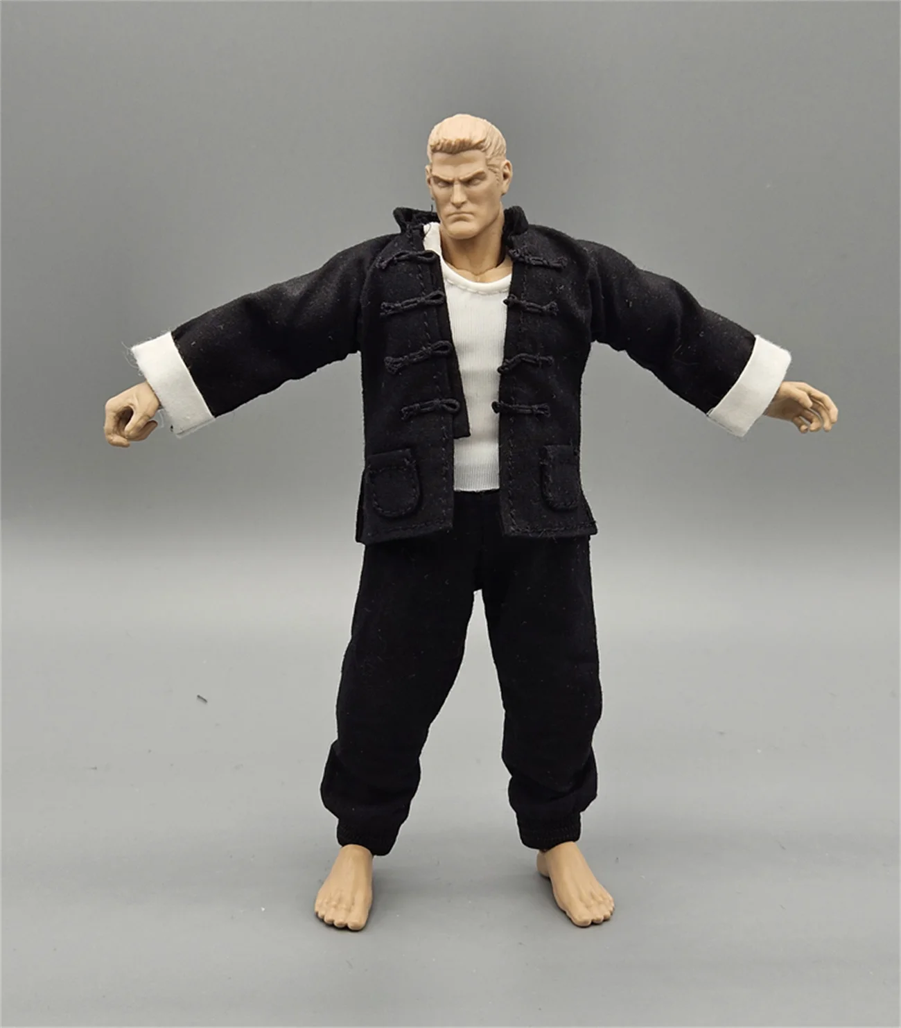 Kung Fu clothes  Sportsuit Vest Coat Jacket   1/12 Scale Male clothing for 6'' Anime Muscle body Male Solider Action Figure