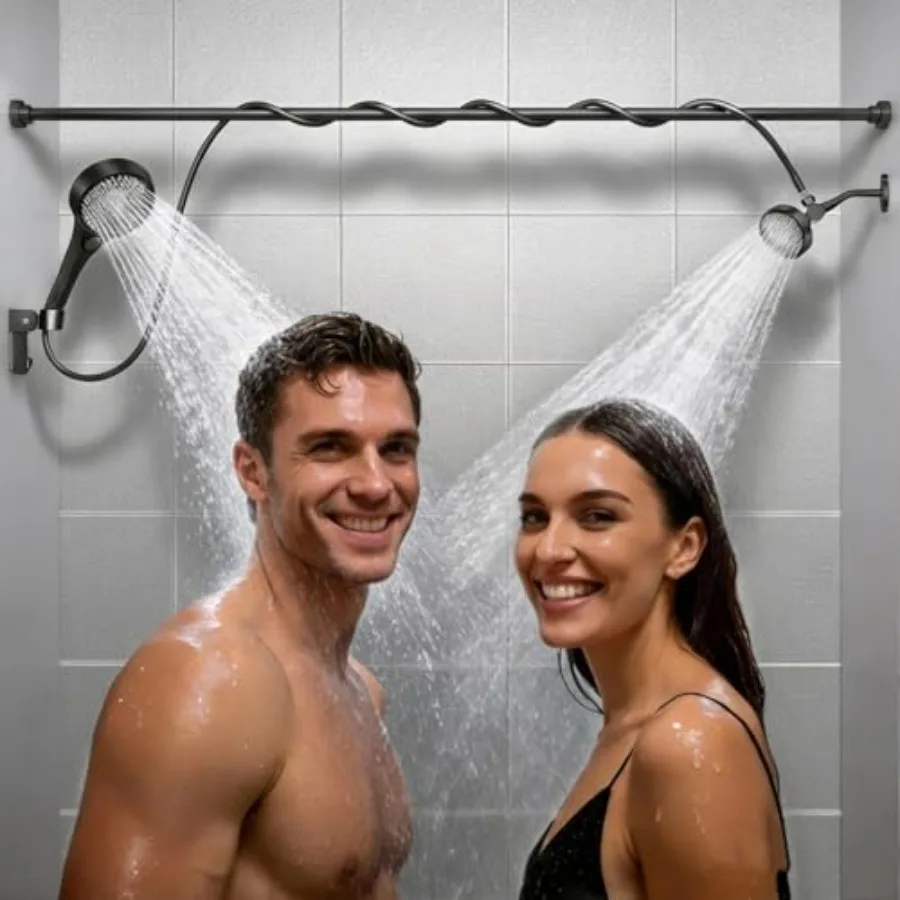 

Dual Shower Head with Handheld for Couples: High Pressure Double Shower Heads for Two People - Adjustable Two Showerhead System