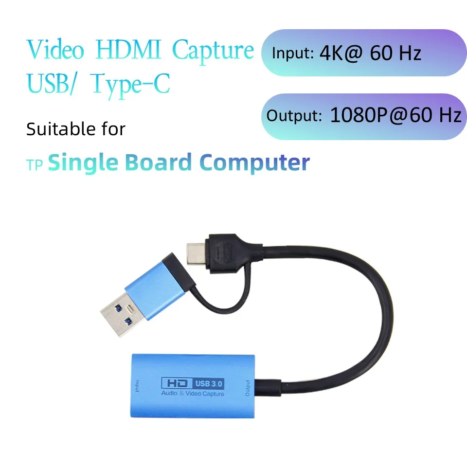 Video Capture Card para SBC, HDMI para USB, HDMI 2.0, Video Grabber Box, Cabo de Dados HD para PC, Computador, Single Board, 4K1080P