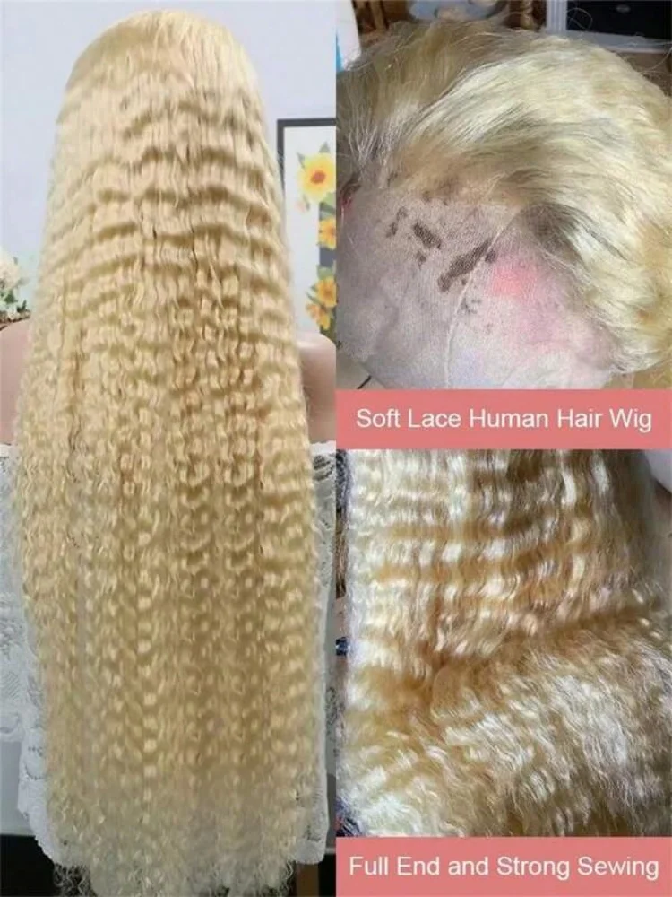 Perruques de cheveux humains bouclés vague profonde 613 blond miel 13x4 perruques frontales en dentelle pré plumées avec des cheveux de bébé 30 pouces femmes perruques 250 densité
