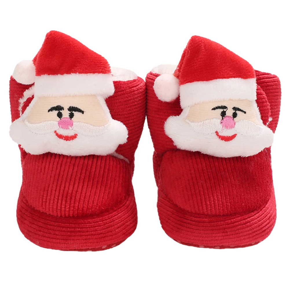 

Baby Booties Warm Cotton Toddler Shoes Red Xmas Infant Socks Winter Walking Prewalker Newborn AntiSlip Soft Santa