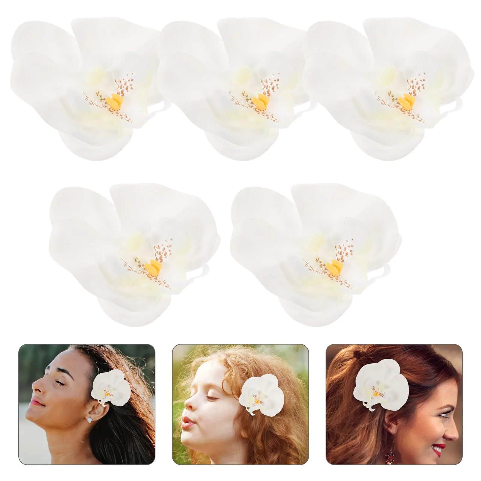 

5Pcs Small Fake Flower Heads Artificial Flowers for DIY Wreath Butterfly Orchid Head Decor Craft Material Phalaenopsis Heads