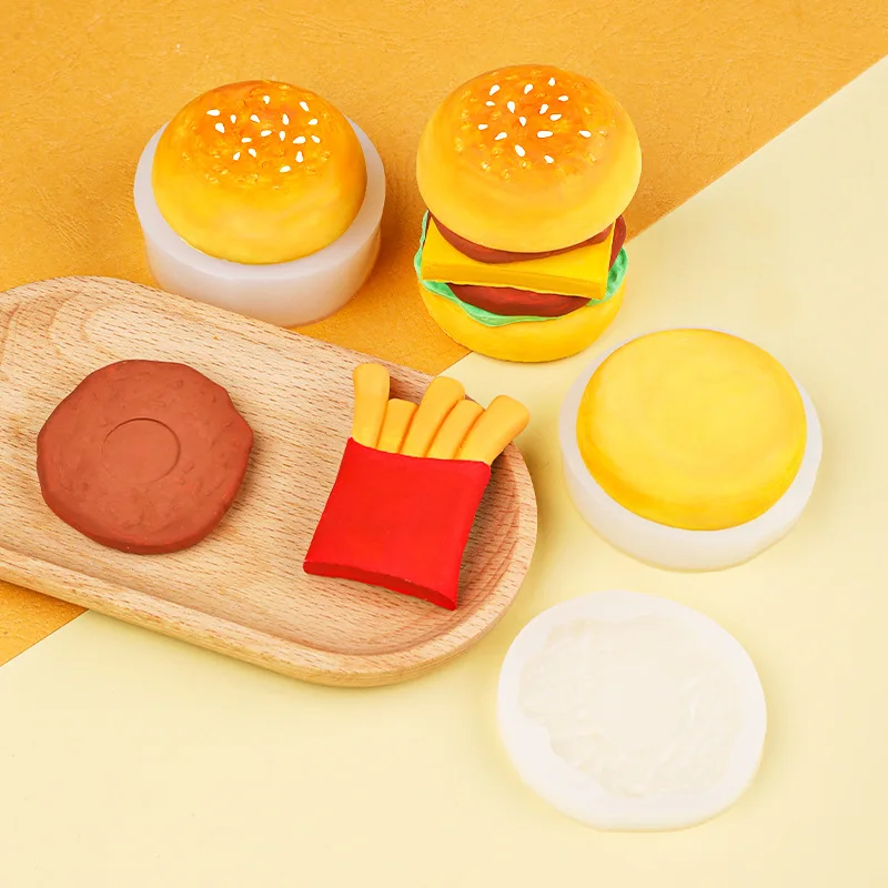 New Hamburger Set Soap Aromatherapy Candle Silicone Mold Handmade Soap DIY Refrigerator Paste Gypsum Cream Gel Mold