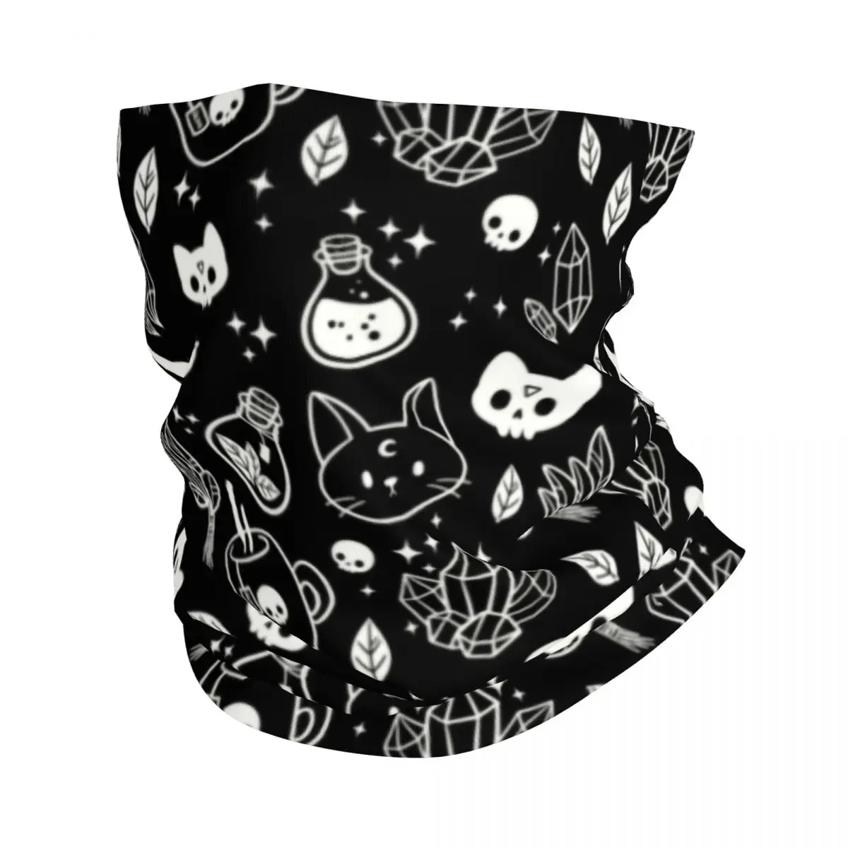 Custom Heks Bandana Nek Warmer Mannen Vrouwen Winter Ski Tube Sjaal Gaiter Halloween Kat Skull Face Cover