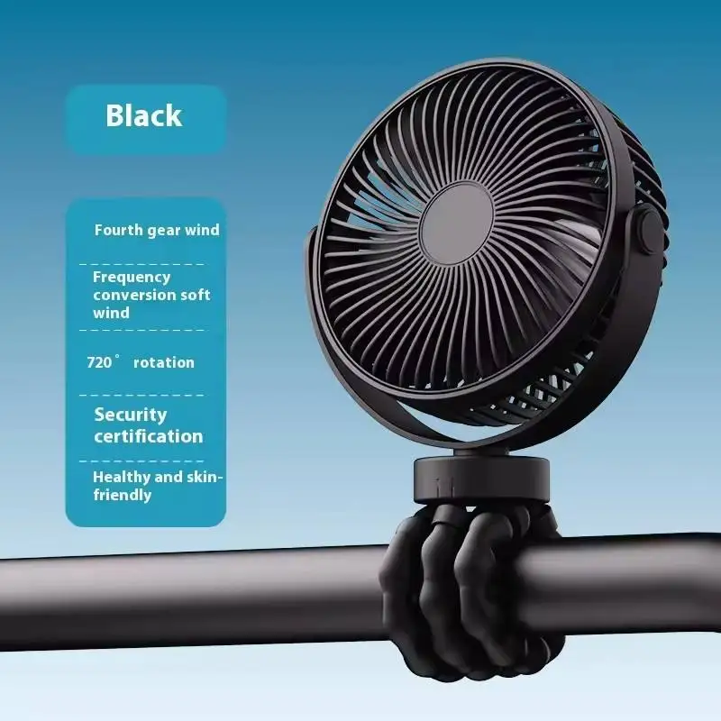 Octopus Tripod Baby Stroller Fan - USB Charging Flexible Clamp Fan, with natural breeze, suitable for travel and office use