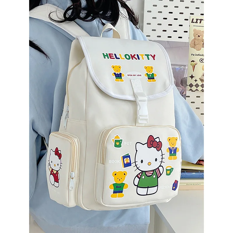 HelloKitty Sanrio kawaii red shoulder bag anime cute large capacity student backpack computer school bag children and teenagers