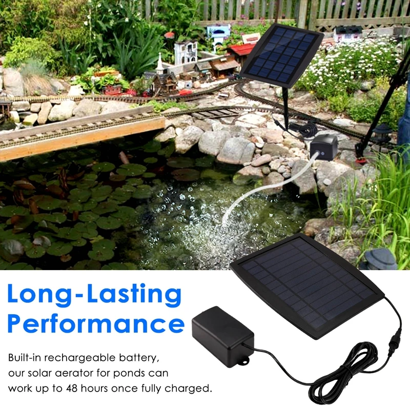 Aquarium Air Pump Oxygenator, 2.5W Solar Air Pump With 2 Air Bubble Stones, Solar Pond No Noise Solar Aerator For Pond