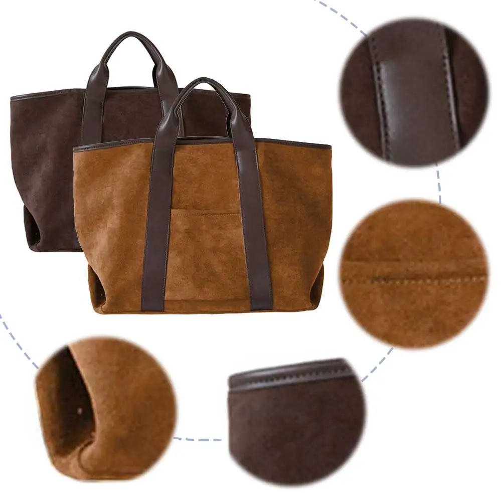 

Shoulder Bag for Women Large Capacity Satchel Bag Suede Vintage Simple Commute Bag Shopping Bag