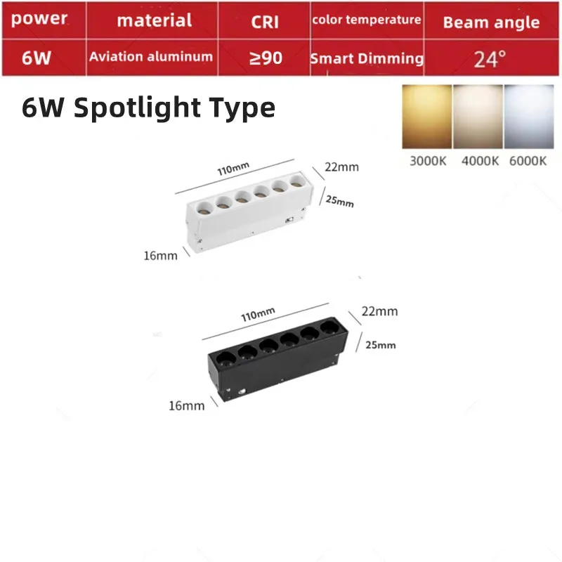 20-type slimme magnetische spoorverlichting Tuya Zigbee DC48V LED-downlight Spot Flood Grille-lampen Moderne thuiswoonkamer Zwart Wit