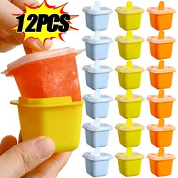 6pcs/lot Square Ice Cube Molds Food Grade Silicone Ice Cream Mould Tray with Popsicle Stick DIY Summer Ice Drink Ball Maker