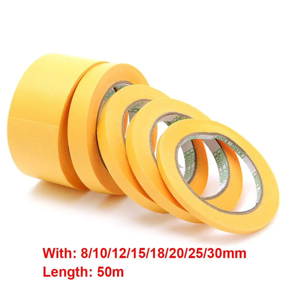1PC 50M General Purpose Painting Paper DIY Craft Adhesive Car Sticker Yellow Masking Tape