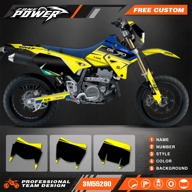 

Powerzone Full Graphics Decals Stickers Motorcycle Background For SUZUKI DRZ400 SM S E DRZ 400 SM S E 1999-2022 Custom Number 09