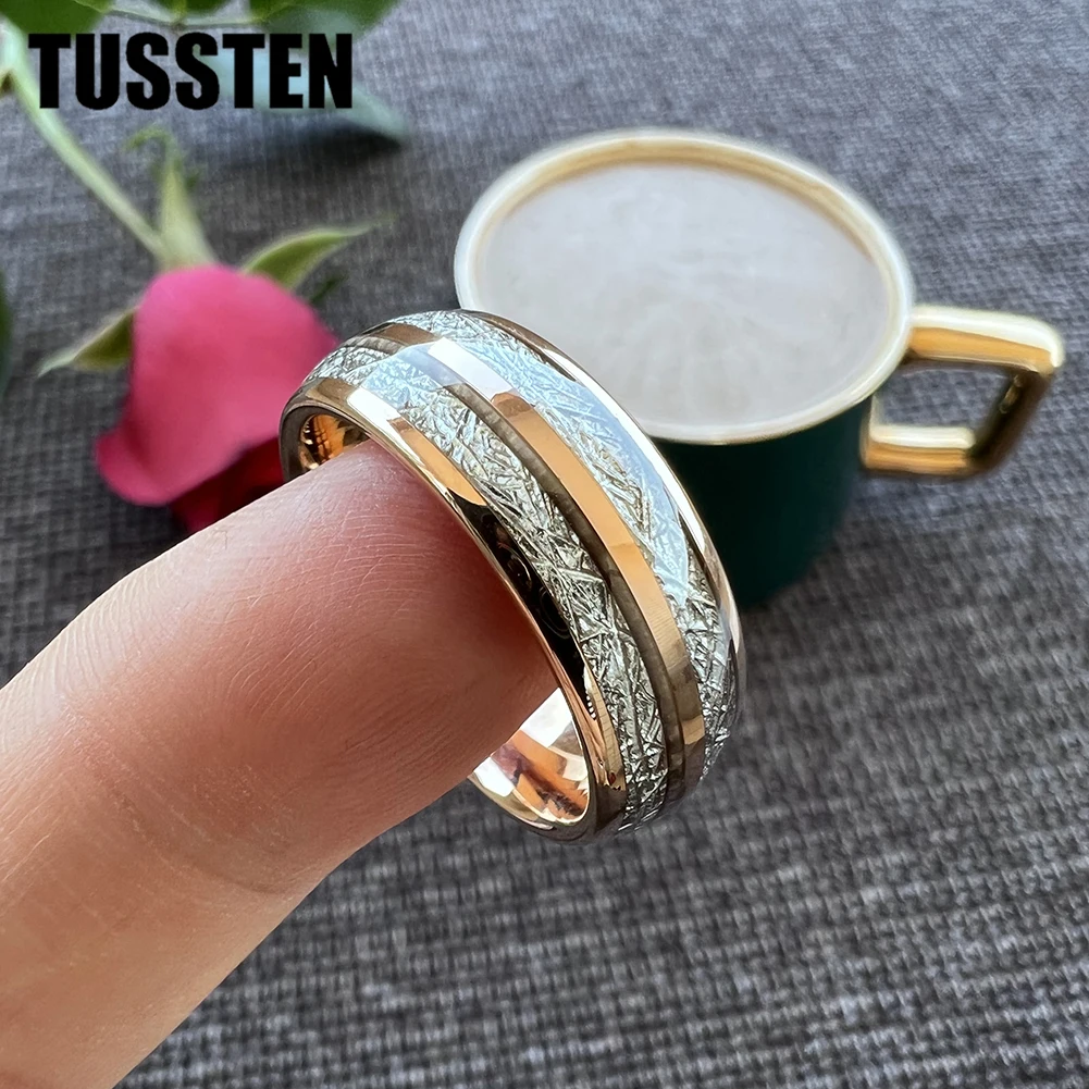 Dropshipping TUSSTEN 6/8MM Nice Bright Meteorite Ring Men Women Tungsten Wedding Band Domed Polished Finish Comfort Fit