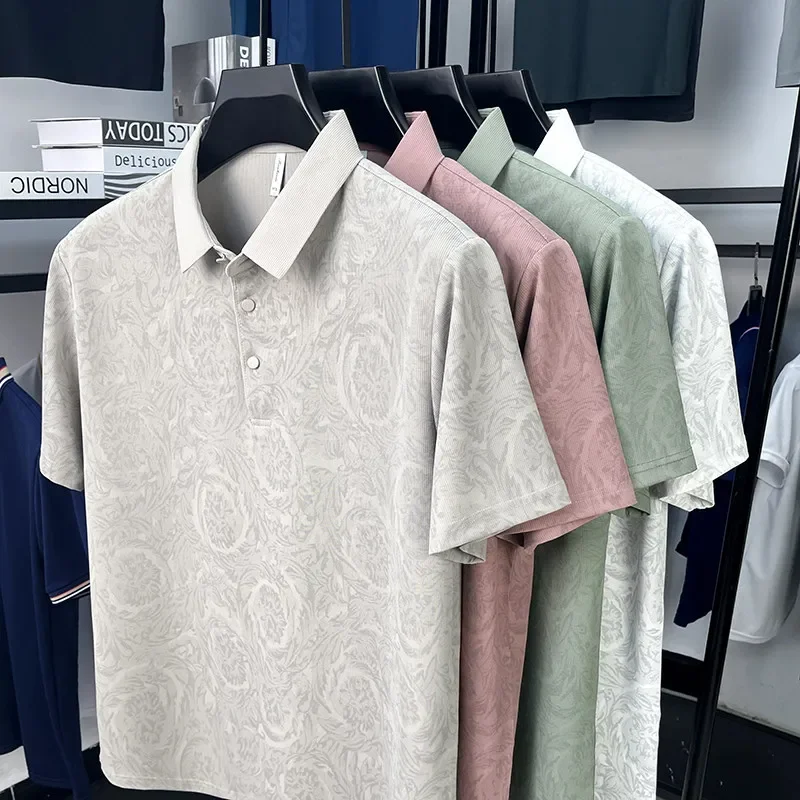 New Men's Business Casual Short Sleeved Shirt Solid Color Polo Shirt Fashionable Breathable Comfortable Versatile Top image 6