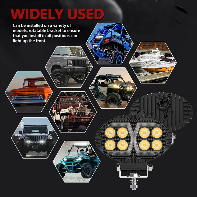 NEW-5.5 Inch Oval LED Work Lights Day Running Lights For Truck ATV UTV SUV Motorcycle Cart Trailer Boat