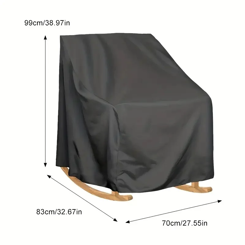 Heavy-Duty Oxford Fabric Outdoor Rocking Chair Cover - All-Weather Patio Furniture Protector with Adjustable Drawstring Closure
