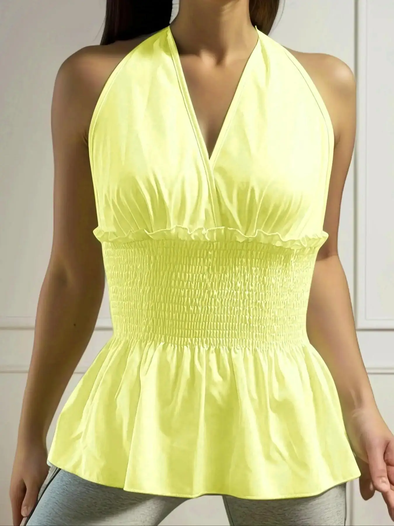 Women's Solid Color V Neck Cami Romper, Casual Sleeveless Tank Romper for Daily Wear, Ladies Clothes for All Seasons, Suits