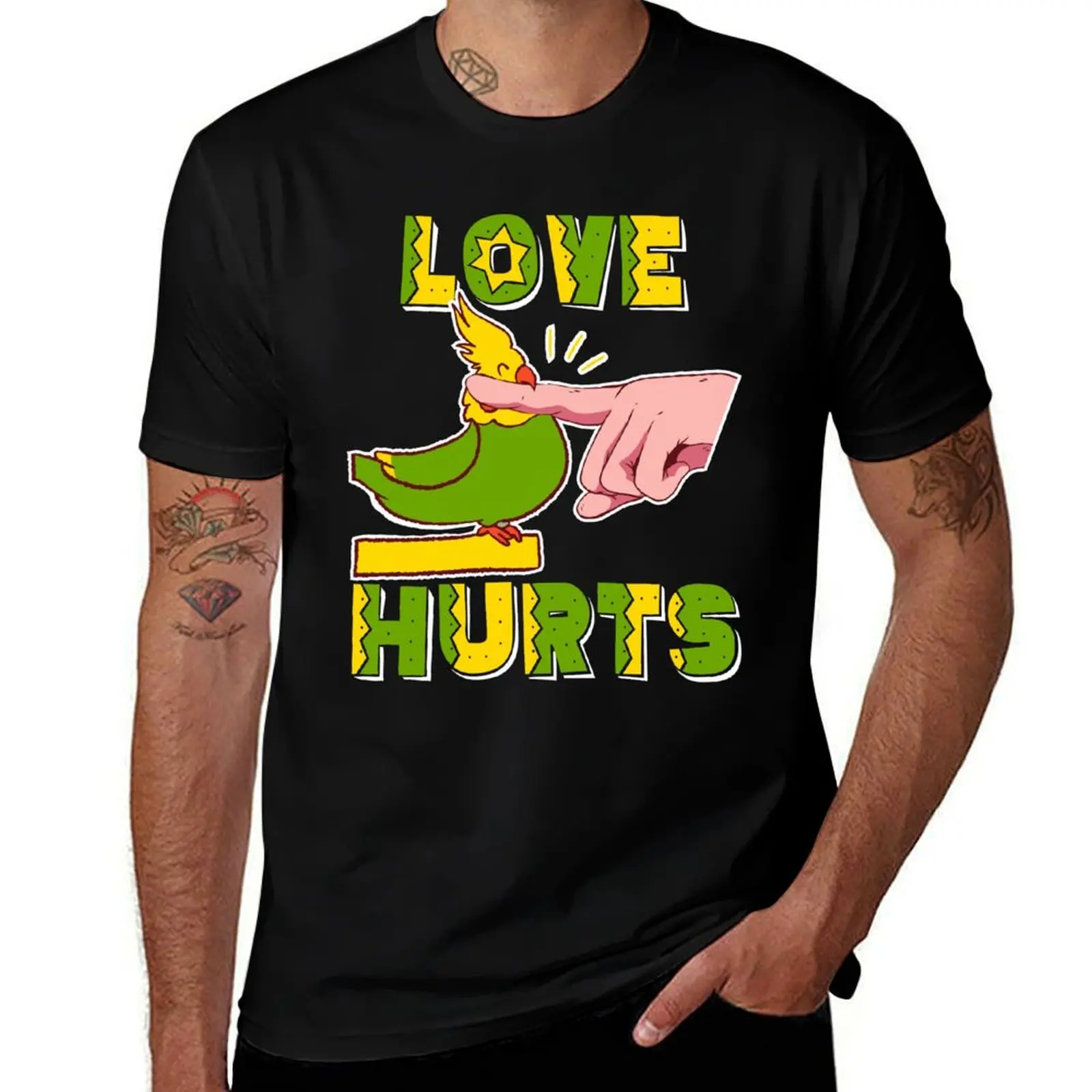 

Love Hurts funny cockatiel owner , weiro bird, Cockateel lover gift T-Shirt t shirt man plain T-Shirt