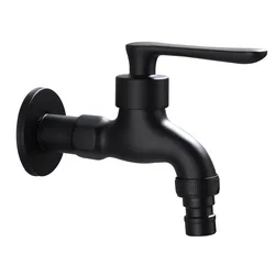 1PC Schwarz Bibcock Mopp Pool Verlängerung Waschmaschine Wasserhahn Gewinde G1/2' Wasserhahn Edelstahl Wand Halterung
