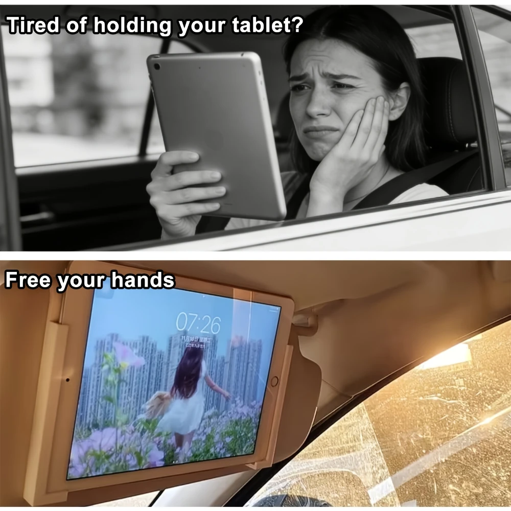 Universal Sun Visor Tablet Mount Car Phone Holder Plastic Clip Stand For Foldable Screen iPad GPS Navigation Bracket Parts Set image 5