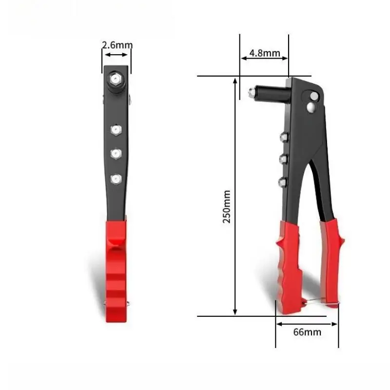 Heavy-Duty Hand-Held Rivet Gun Kit with 100 Rivets 4 Nozzle Set for Door Hinge & DIY Projects