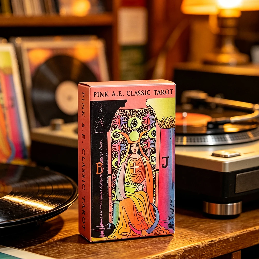 Pink A.E. Classic Tarot Cards 78 Cards Colorful Neon Vintage Tarot Deck Fate Divination Board Game Spiritual Reading Cards Game