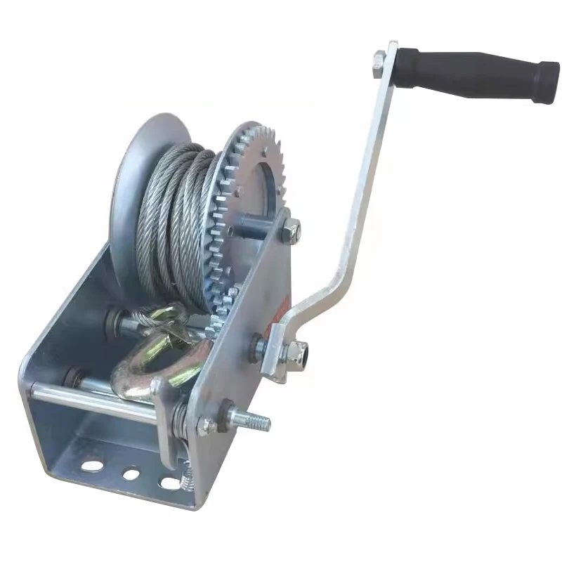 Manual Hand Crank Winch 800/3000 lbs With 8M Steel Wire Rope Self-Locking Hoisting Winch for Trailers Boats Industrial Use