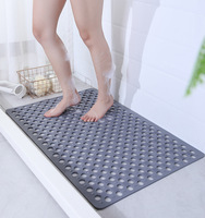 1pc Bathroom Non-Slip Mat With Suction Cup, 43x75cm Bath Rug, Shower Mat Round Hole Design, Bathroom Massage Ring, Quick Drain